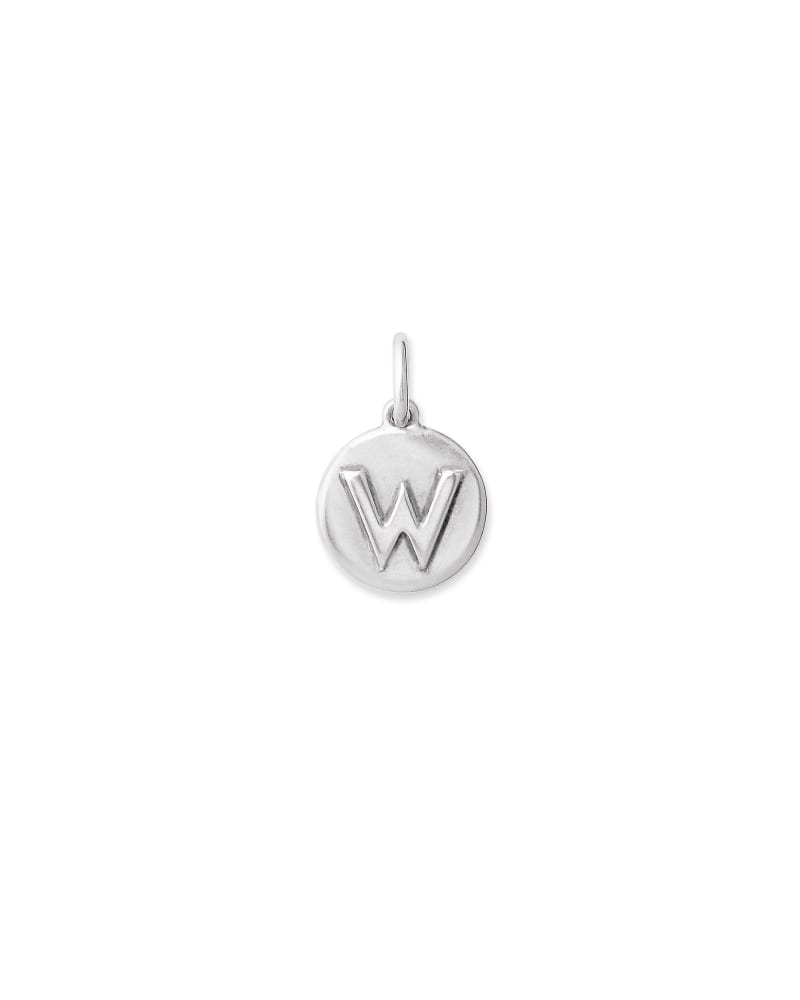 Letter W Coin Charm in Oxidized Sterling Silver image number 0